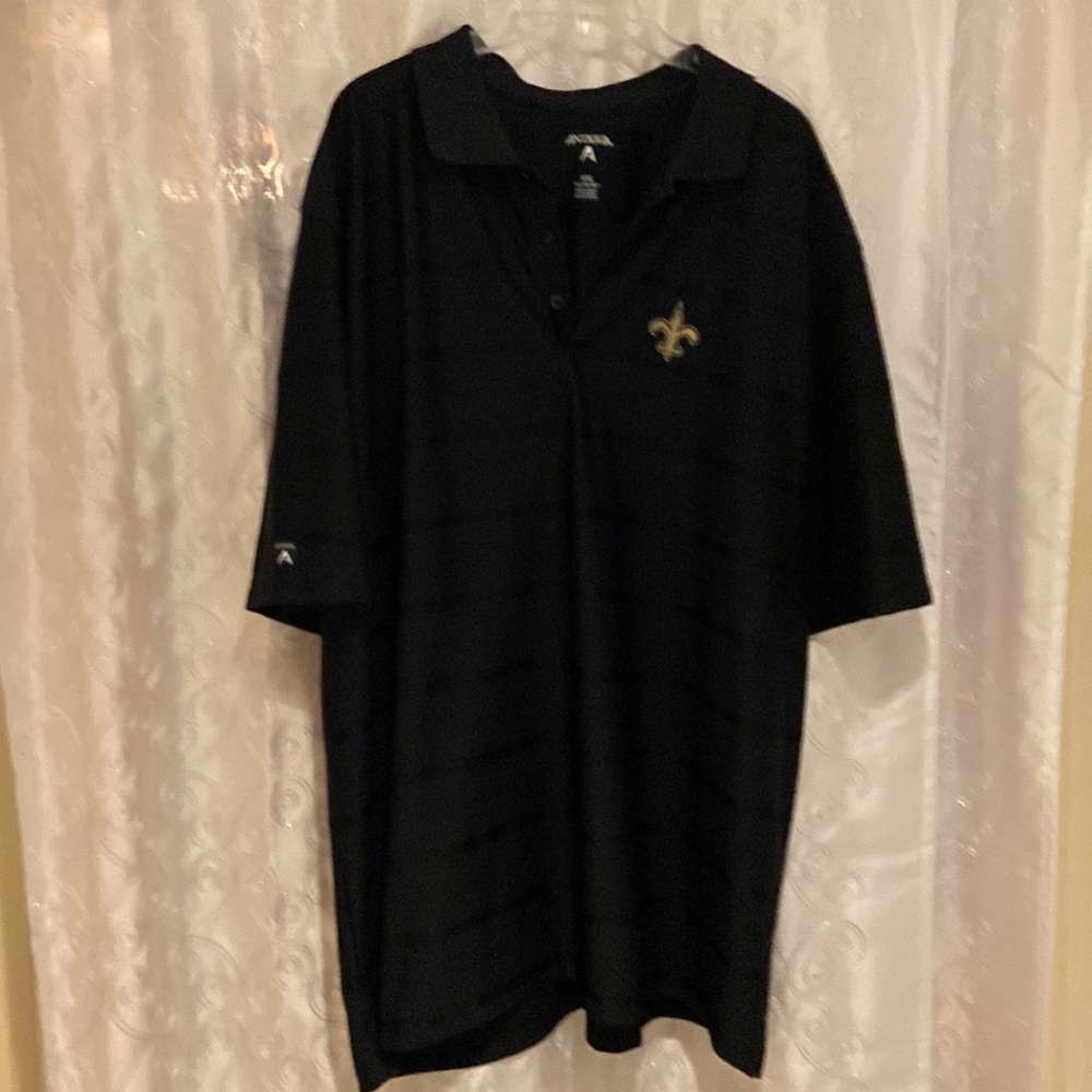 New Orleans Saints Antigua Black Striped Polo Shirt Adult Size XXL 🔥